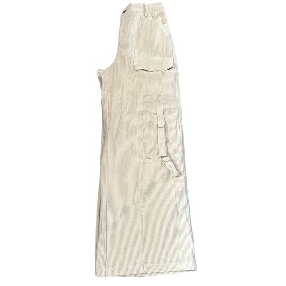 Super Wide Extra Baggy Cargo Punk Corduroy Neutral Cream High Waisted Pants - Picture 6 of 9